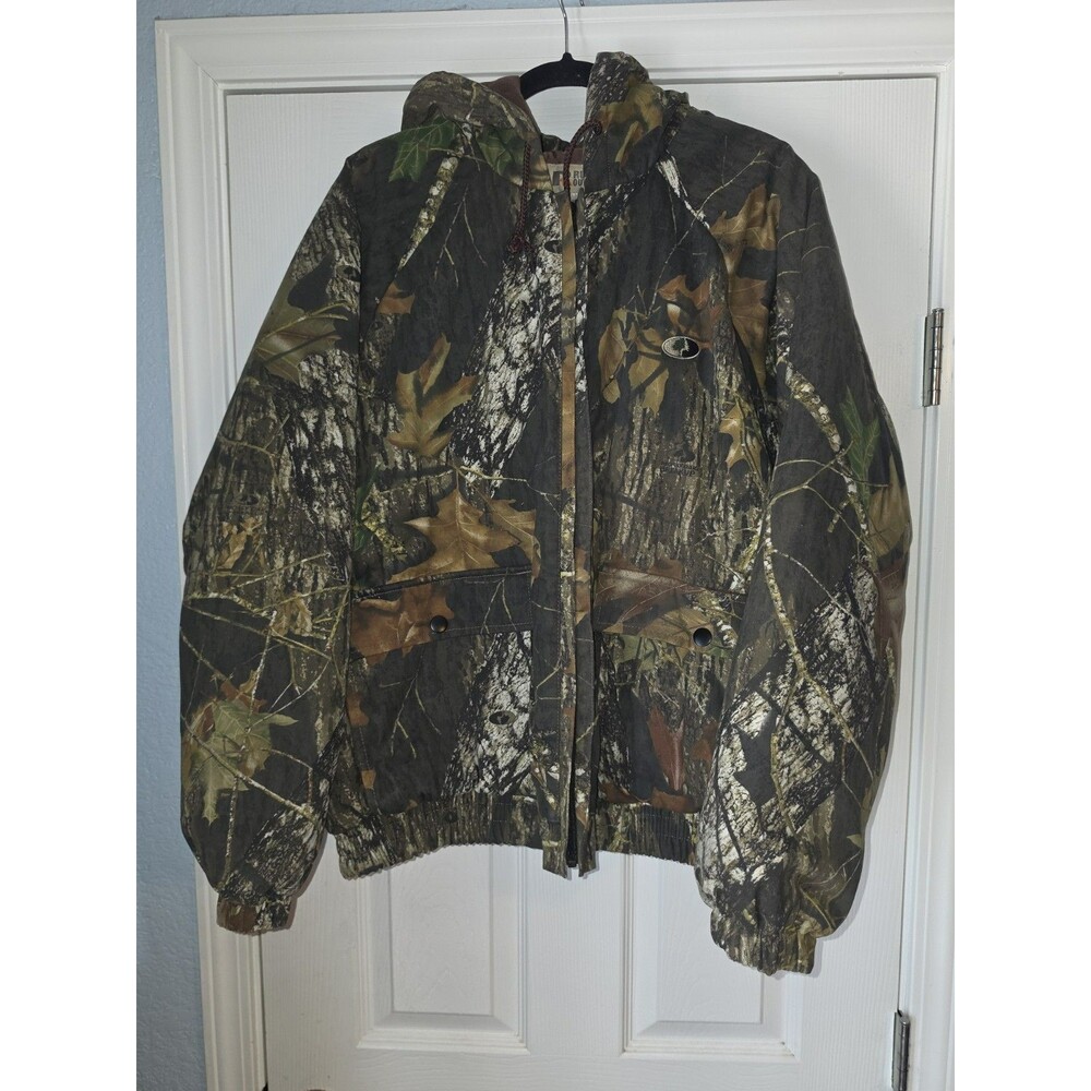 Russell Outdoors  Flintlock Camo Hooded Jacket Mens L Realtree Quilted Zip